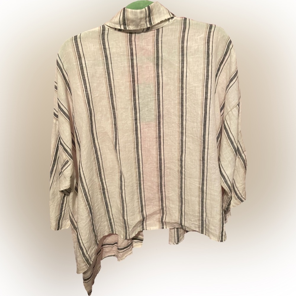 Luukaa White Button-Down Striped Linen Shirt - Picture 3 of 11